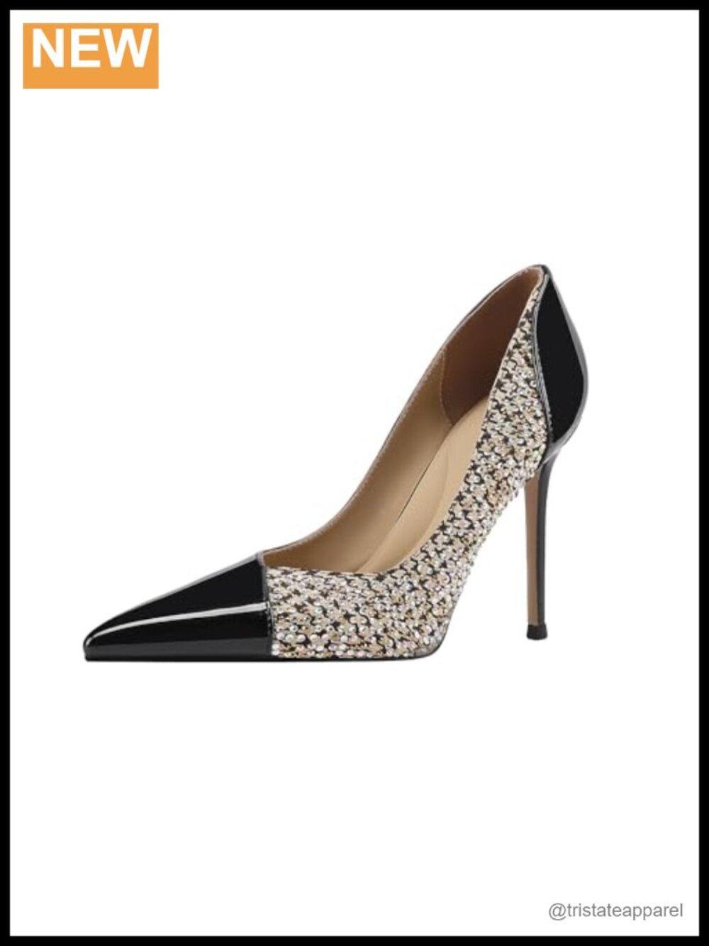 Rhinestone Pointed Toe Stiletto Pumps Faux Leather Dress Heels Wedding Party